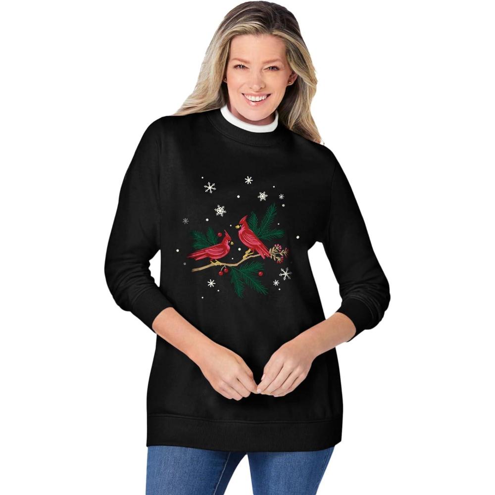 image:imageWoman Within Plus Size LayeredLook SweatshirtBlack Cardinals