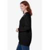Woman Within Plus Size Crewneck Fleece Sweatshirt(Black Floral Vine Embroidery)