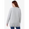 Woman Within Plus Size Crewneck Fleece Sweatshirt(Heather Grey Floral Vine Embroidery)