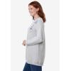 Woman Within Plus Size Crewneck Fleece Sweatshirt(Heather Grey Floral Vine Embroidery)