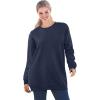 Woman Within Plus Size Crewneck Fleece Sweatshirt(Heather Navy)