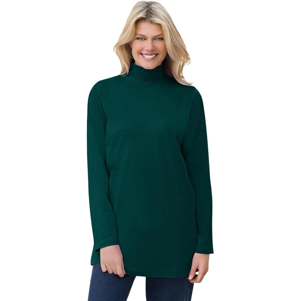 image:imageWoman Within Plus Size Perfect Mockneck TunicEmerald Green
