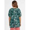 Woman Within Plus Size Blouson Peasant Tunic(Emerald Evening Bloom)