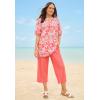 Woman Within Plus Size Blouson Peasant Tunic(Sweet Coral Tropicana)