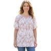 Woman Within Plus Size Blouson Peasant Tunic(White Secret Garden)