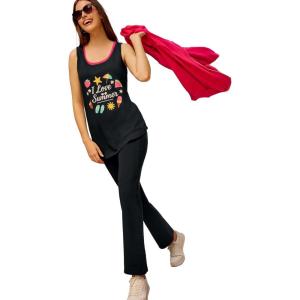 Woman Within Plus Size Graphic Tank Tunic(Black Multi Beach Day)