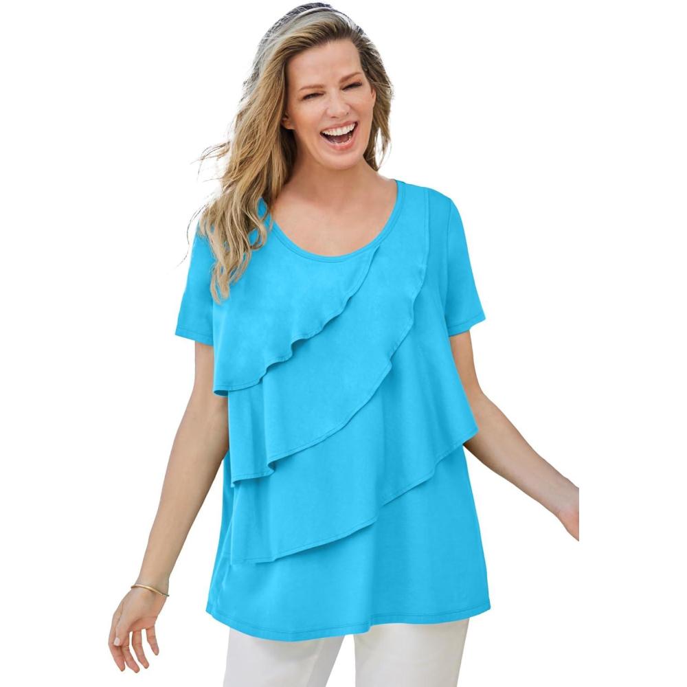 image:imageWoman Within Plus Size Ruffle TeeParadise Blue