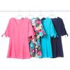 Woman Within Plus Size Elbow Tie-Sleeve Tunic(Black Happy Bloom)