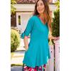 Woman Within Plus Size Elbow Tie-Sleeve Tunic(Pretty Turquoise)