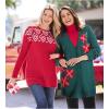 Woman Within Plus Size Holiday Motif Cardigan Sweater(Classic Red Reindeer)