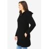 Woman Within Plus Size Hoodie Shaker Zipper Cardigan Sweater(Black)