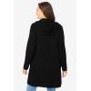 Woman Within Plus Size Hoodie Shaker Zipper Cardigan Sweater(Black)