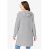 Woman Within Plus Size Hoodie Shaker Zipper Cardigan Sweater(Heather Grey)
