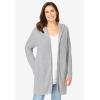 Woman Within Plus Size Hoodie Shaker Zipper Cardigan Sweater(Heather Grey)