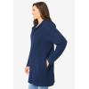 Woman Within Plus Size Hoodie Shaker Zipper Cardigan Sweater(Navy)