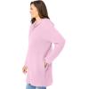 Woman Within Plus Size Hoodie Shaker Zipper Cardigan Sweater(Pink)