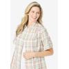 Woman Within Plus Size Petite Short-Sleeve Button-Down Cotton Seersucker Shirt(New Khaki Plaid)