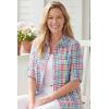 Woman Within Plus Size Petite Short-Sleeve Button-Down Cotton Seersucker Shirt(Petal Purple Multi Plaid)