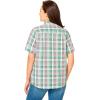 Woman Within Plus Size Petite Short-Sleeve Button-Down Cotton Seersucker Shirt(Pine Plaid)