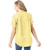 Woman Within Plus Size Petite Short-Sleeve Button-Down Cotton Seersucker Shirt(Primrose Yellow Pop Stripe)