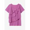 Woman Within Plus Size Ruffle Tee(Pale Seafoam)