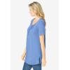 Woman Within Plus Size Short-Sleeve Pintucked Henley Tunic(French Blue)