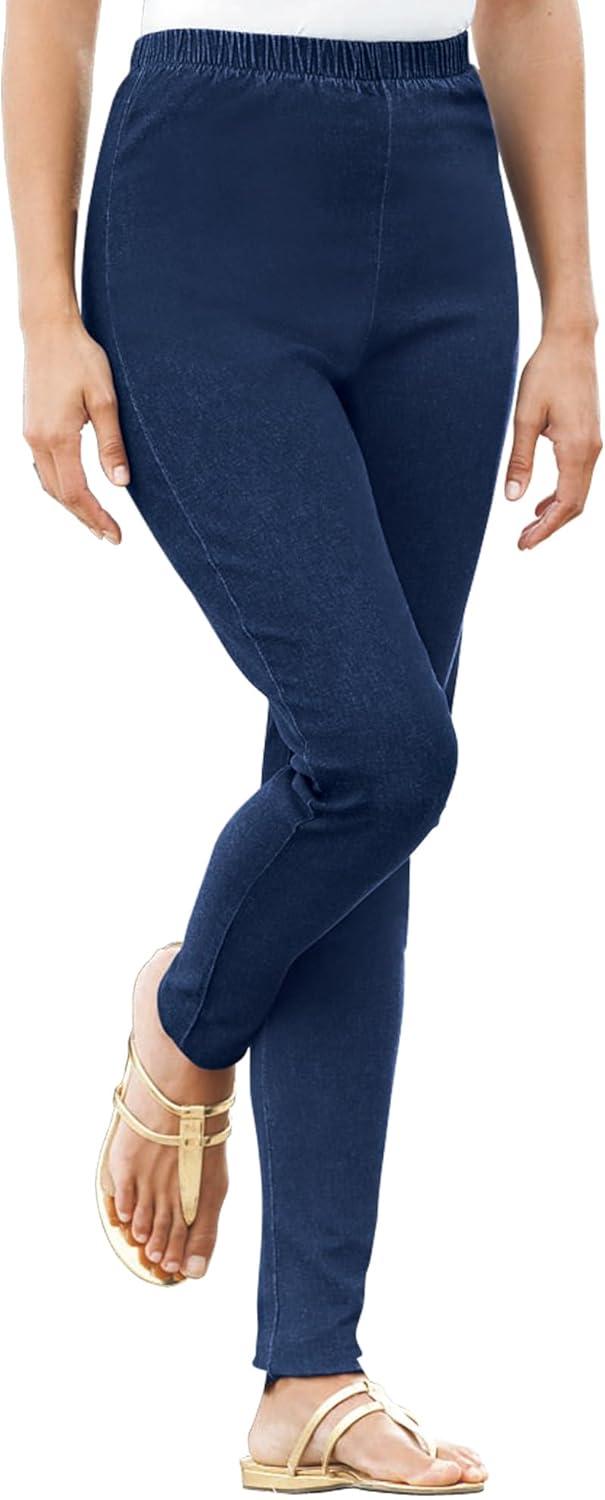 image:imageWoman Within Plus Size Fineline Stretch Denim Skinny PullOn JeansMedium Stonewash