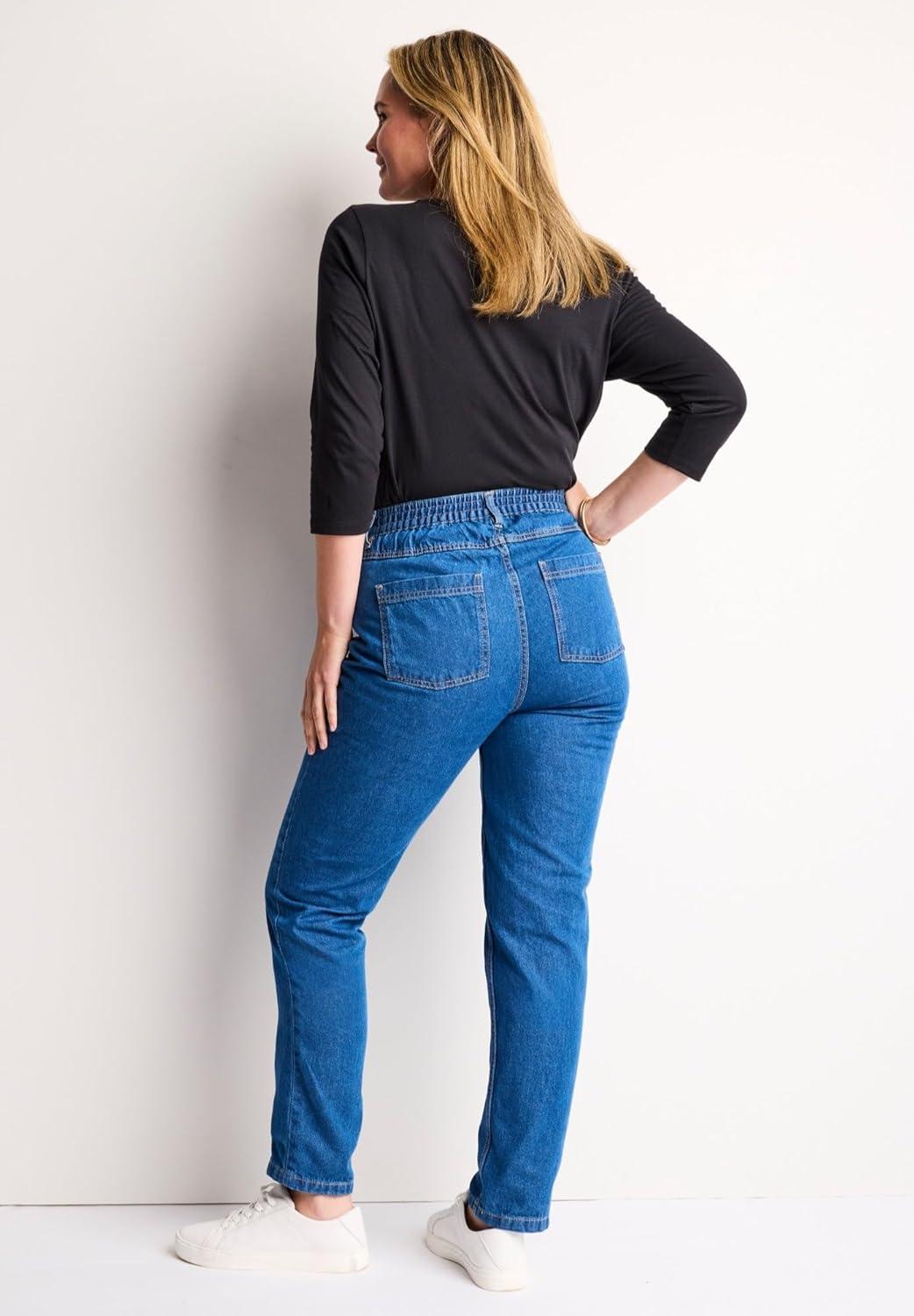 image:imageWoman Within Plus Size Perfect BackElastic GapFree StraightLeg Cotton JeansPine