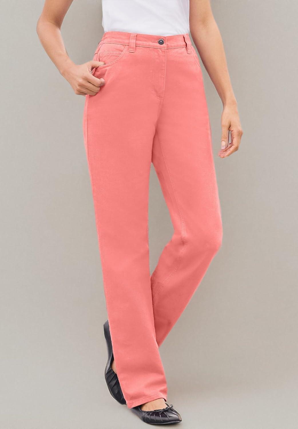 image:imageWoman Within Plus Size Perfect BackElastic GapFree StraightLeg Cotton JeansPine