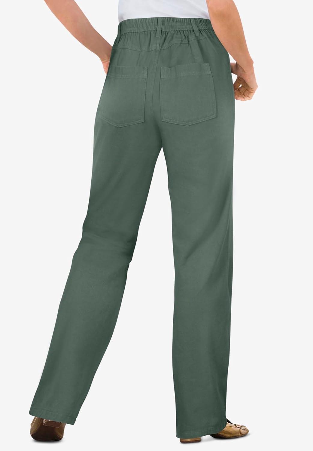 image:imageWoman Within Plus Size Perfect BackElastic GapFree StraightLeg Cotton JeansPine