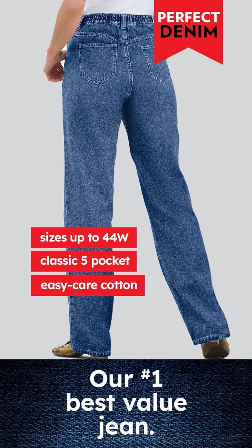 image:imageWoman Within Plus Size Perfect BackElastic GapFree StraightLeg Cotton JeansPine