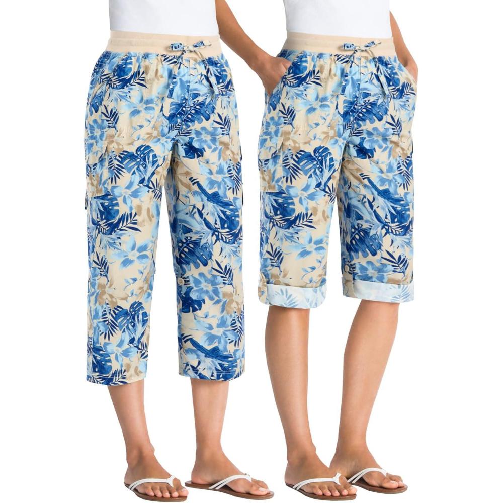 image:imageWoman Within Plus Size Convertible Length Cargo CapriBermudaNatural Khaki Tropical