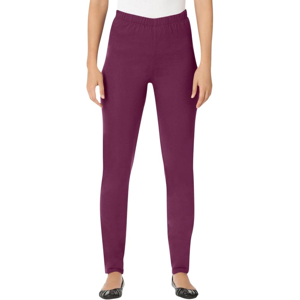 image:imageWoman Within Plus Size Fineline Stretch Denim Skinny PullOn JeansDeep Claret