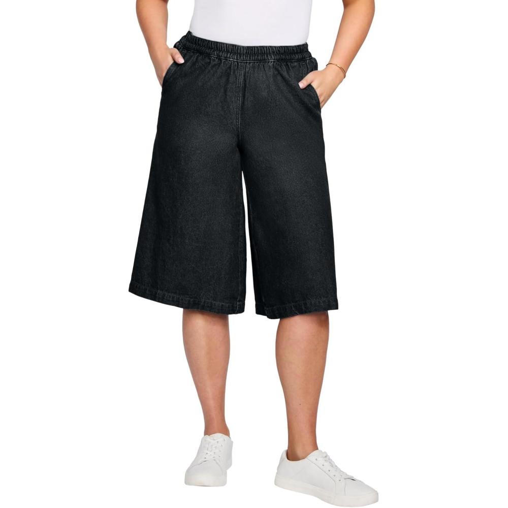 image:imageWoman Within Plus Size Relaxed Fit CoulotteBlack