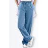 Woman Within Plus Size 7-Day Straight-Leg Elastic-Waist Denim Jean (Petite & Tall Available) – 20 WP, Stonewash Sanded