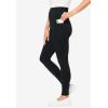 Woman Within Plus Size Petite Side Pocket Ankle-Length Pull-On Stretch Knit Cotton Spandex Leggings(Black)