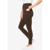 Woman Within Plus Size Petite Side Pocket Ankle-Length Pull-On Stretch Knit Cotton Spandex Leggings(Chocolate)