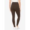 Woman Within Plus Size Petite Side Pocket Ankle-Length Pull-On Stretch Knit Cotton Spandex Leggings(Chocolate)