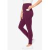 Woman Within Plus Size Petite Side Pocket Ankle-Length Pull-On Stretch Knit Cotton Spandex Leggings(Deep Claret)