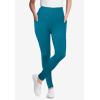 Woman Within Plus Size Petite Side Pocket Ankle-Length Pull-On Stretch Knit Cotton Spandex Leggings(Deep Teal)