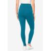 Woman Within Plus Size Petite Side Pocket Ankle-Length Pull-On Stretch Knit Cotton Spandex Leggings(Deep Teal)