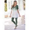 Woman Within Plus Size Petite Side Pocket Ankle-Length Pull-On Stretch Knit Cotton Spandex Leggings(Pine)