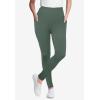 Woman Within Plus Size Petite Side Pocket Ankle-Length Pull-On Stretch Knit Cotton Spandex Leggings(Pine)