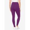 Woman Within Plus Size Petite Side Pocket Ankle-Length Pull-On Stretch Knit Cotton Spandex Leggings(Plum Purple)