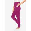 Woman Within Plus Size Side Pocket Ankle-Length Pull-On Stretch Knit Cotton Spandex Leggings(Raspberry)