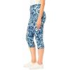 Woman Within Plus Size Stretch-Cotton Knit Pull-On Printed Pocket Capri Leggings(Navy Batik Sunflower)