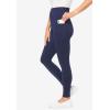 Woman Within Plus Size Tall Side Pocket Ankle-Length Pull-On Stretch Knit Cotton Spandex Leggings(Navy)