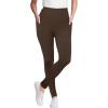 Woman Within Plus Size Petite Side Pocket Ankle-Length Pull-On Stretch Knit Cotton Spandex Leggings(Chocolate)
