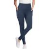 Woman Within Plus Size Petite Side Pocket Ankle-Length Pull-On Stretch Knit Cotton Spandex Leggings(Heather Navy)