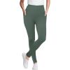 Woman Within Plus Size Petite Side Pocket Ankle-Length Pull-On Stretch Knit Cotton Spandex Leggings(Pine)